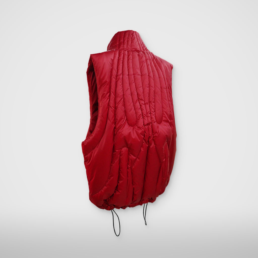 Thug Club Cave Goose Down Vest in red, view 3 of 6