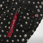 Thug Club X Alpha CWU 45/P All Over Rivet Jacket in black, view 8 of 9