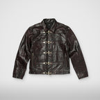 Thug Club Red Washed Bio Soldier Leather Jacket in black