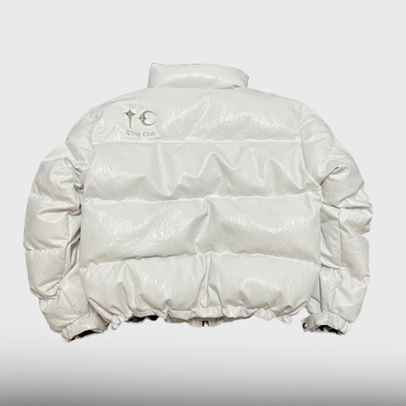 TC Leather Puffer Jacket - White