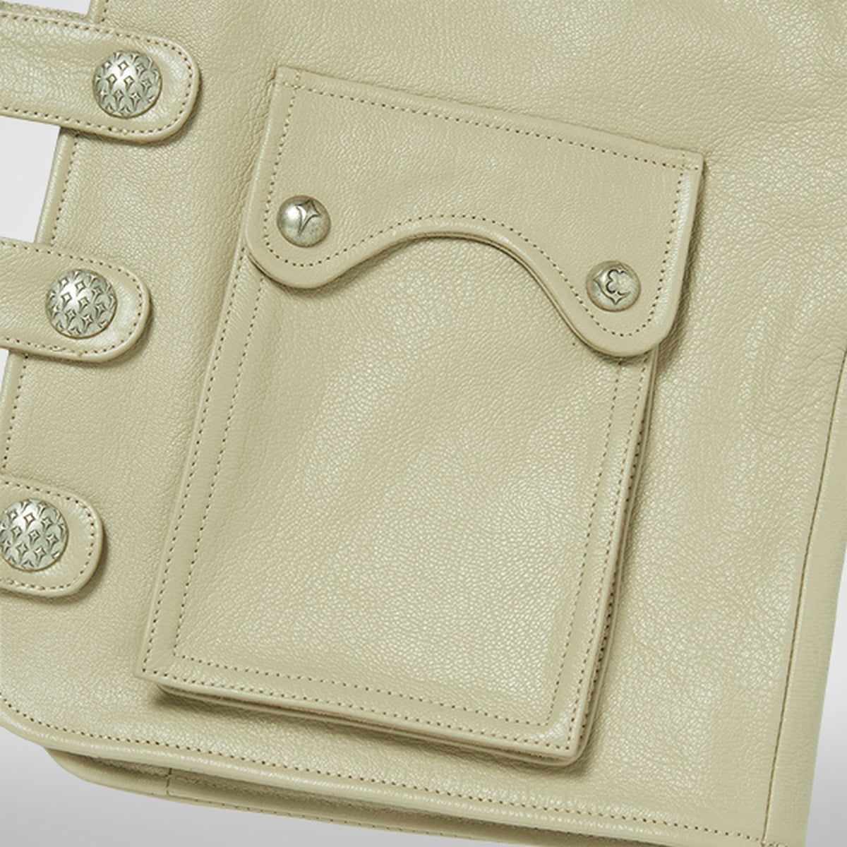 Thug Club Goat Skin Leather Vest in ivory, view 7 of 9