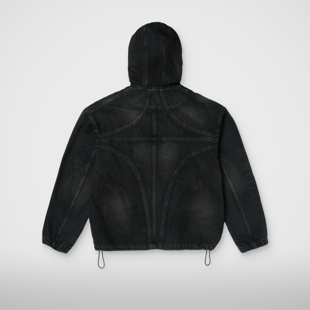 Thug Club Basic Emblem Denim Jacket in black, view 2 of 7