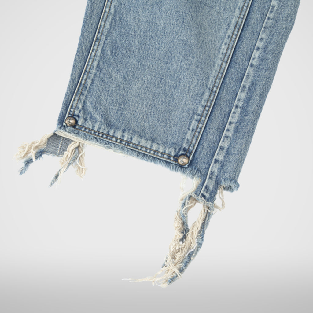 Thug Club Double Knee Denim Shorts in blue, view 4 of 5