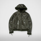Thug Club TC Reversible Shearling Jacket in khaki, front view