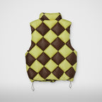 Thug Club Checkmate Puffer Vest in yellow/brown, view 2 of 3