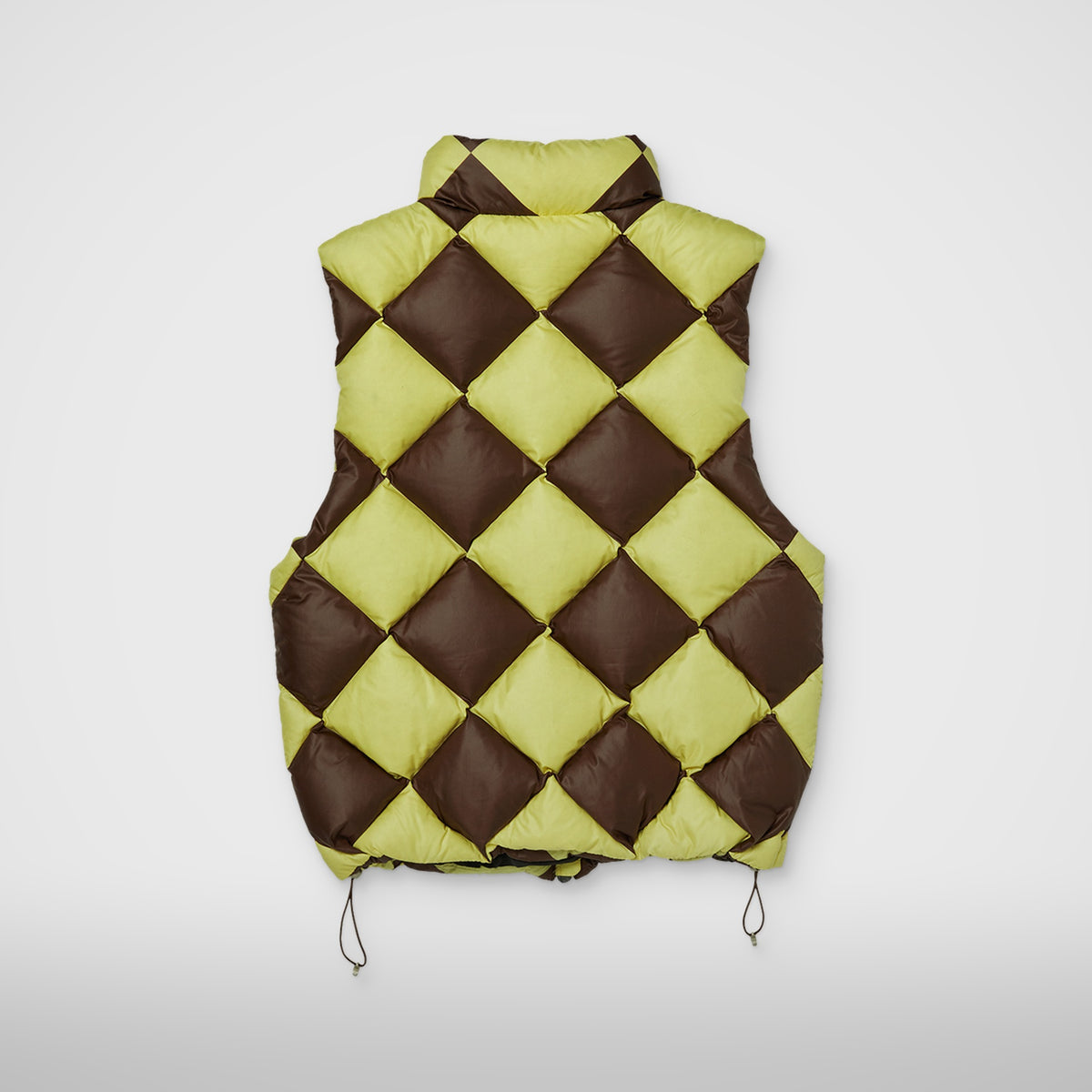 Thug Club Checkmate Puffer Vest in yellow/brown, view 2 of 3