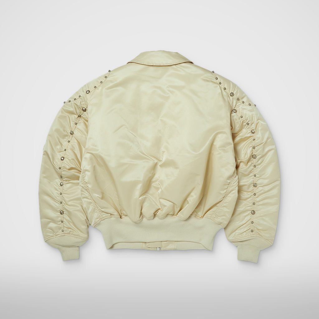 Thug Club X Alpha CWU 45/P Rivet Button Version in vintage white, back view