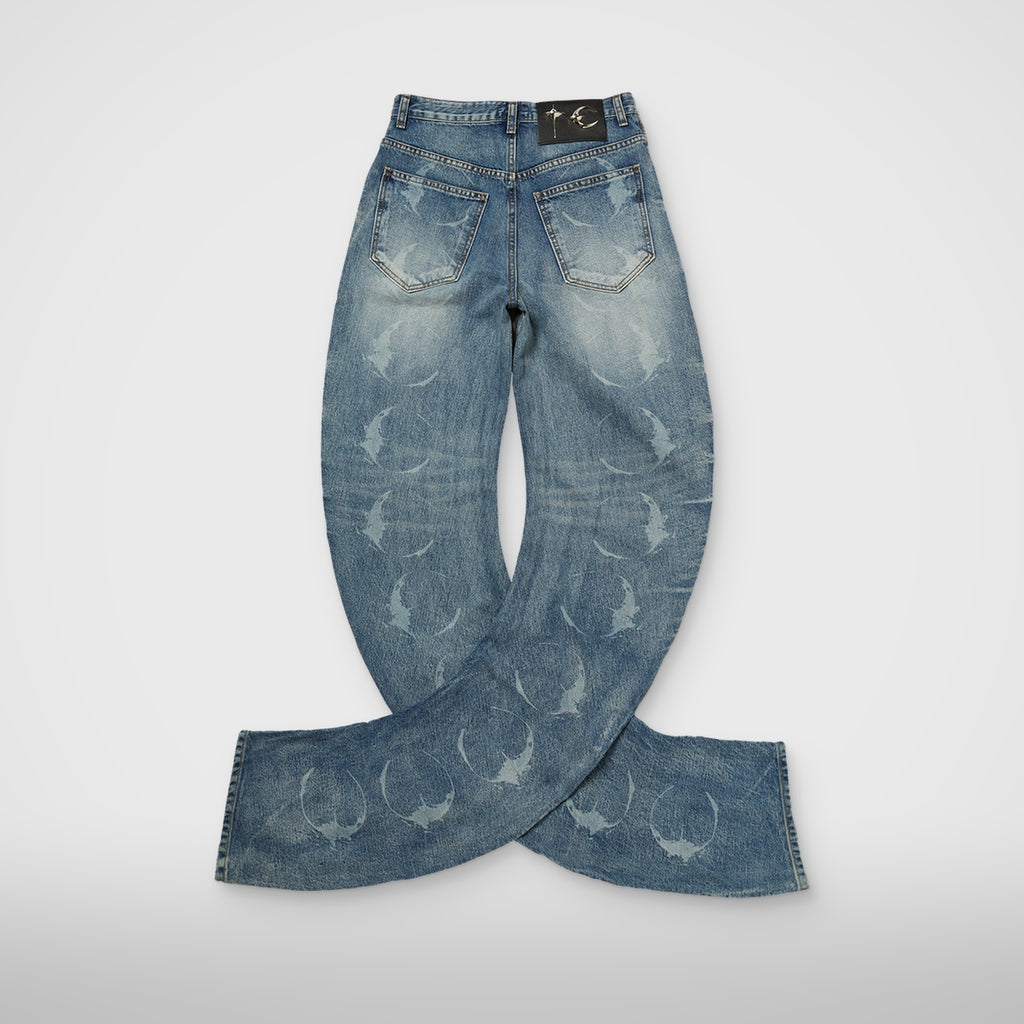 Thug Club TC Laser Washed Parkour Denim Pants in blue, back view