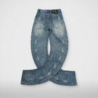 Thug Club TC Laser Washed Parkour Denim Pants in blue, back view