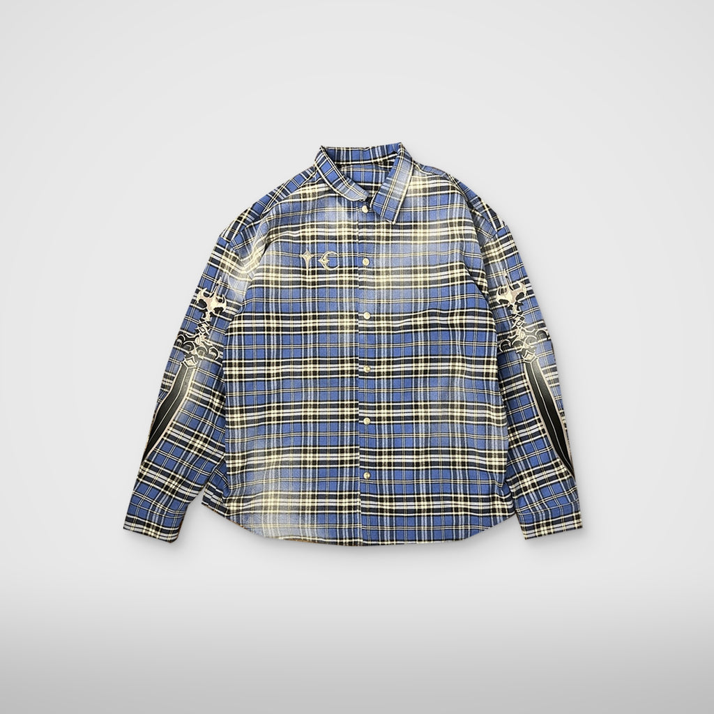 Thug Club Arab Sword Flannel Shirt in blue