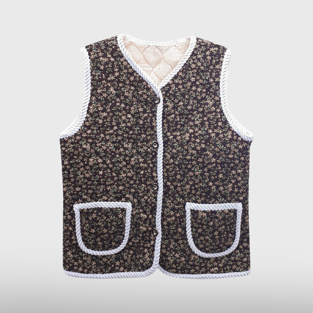 Womens Floral Pocket Kimjang Vest
