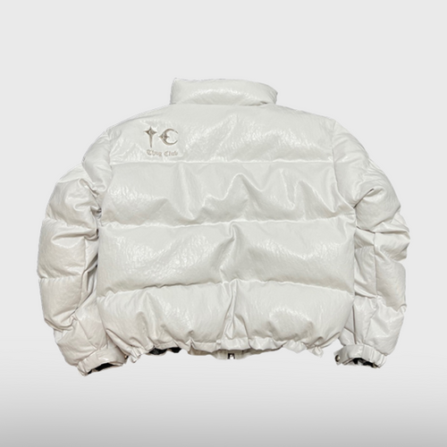 TC Leather Puffer Jacket - White