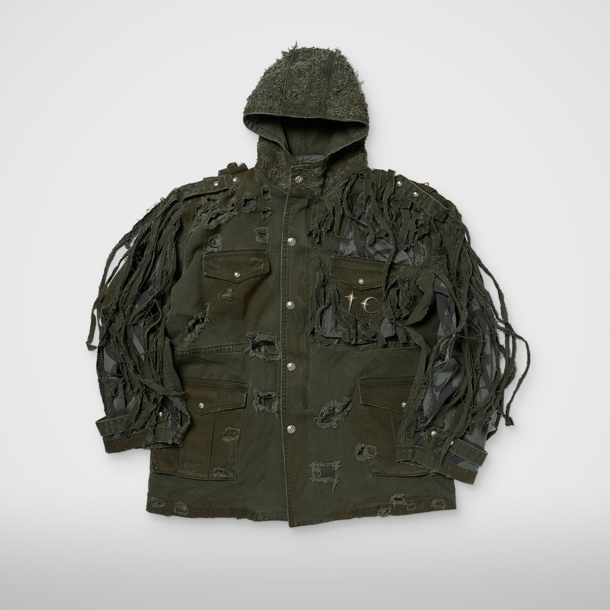 Thug Club Pubg Exclusive Ghillie Suit Jacket in khaki