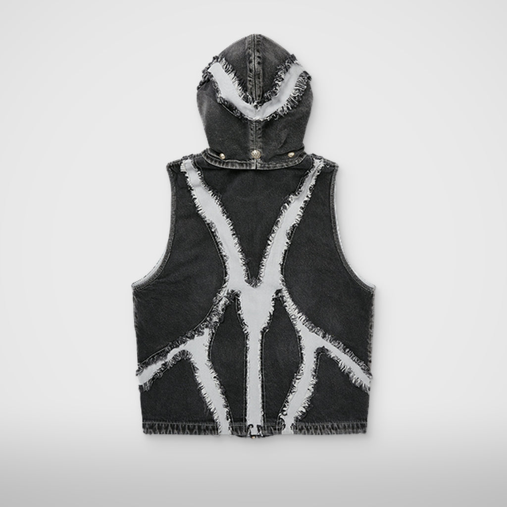 Thug Club Cave Denim Vest in blk/wht, view 2 of 10