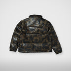 Thug Club Camo Leather Puffer Jacket in dark camo, view 2 of 2