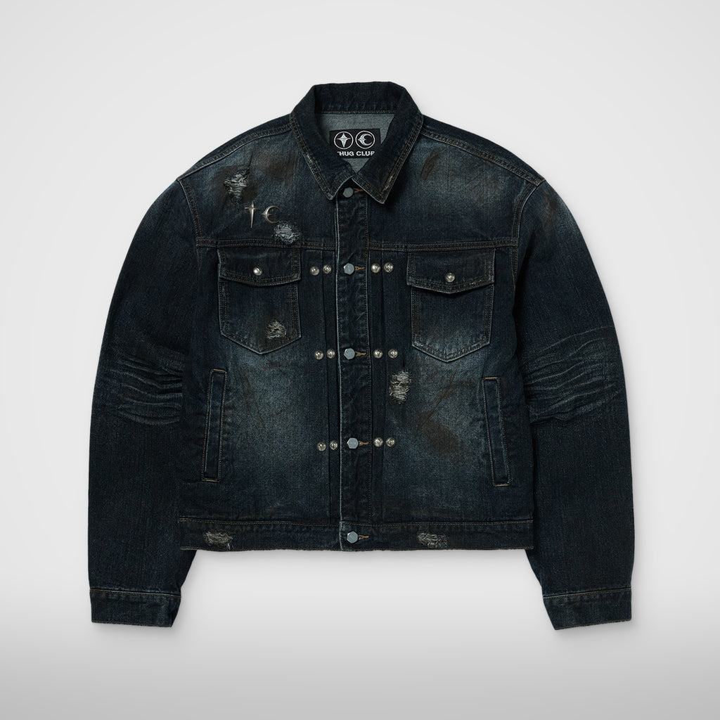 Thug Club Burn Down Denim Jacket in blue