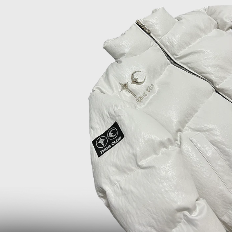 TC Leather Puffer Jacket - White