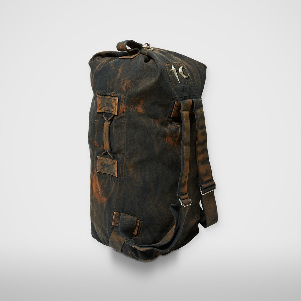 Thug Club Two Tone Washed Canvas Duffle Bag in rust black, view 2 of 4