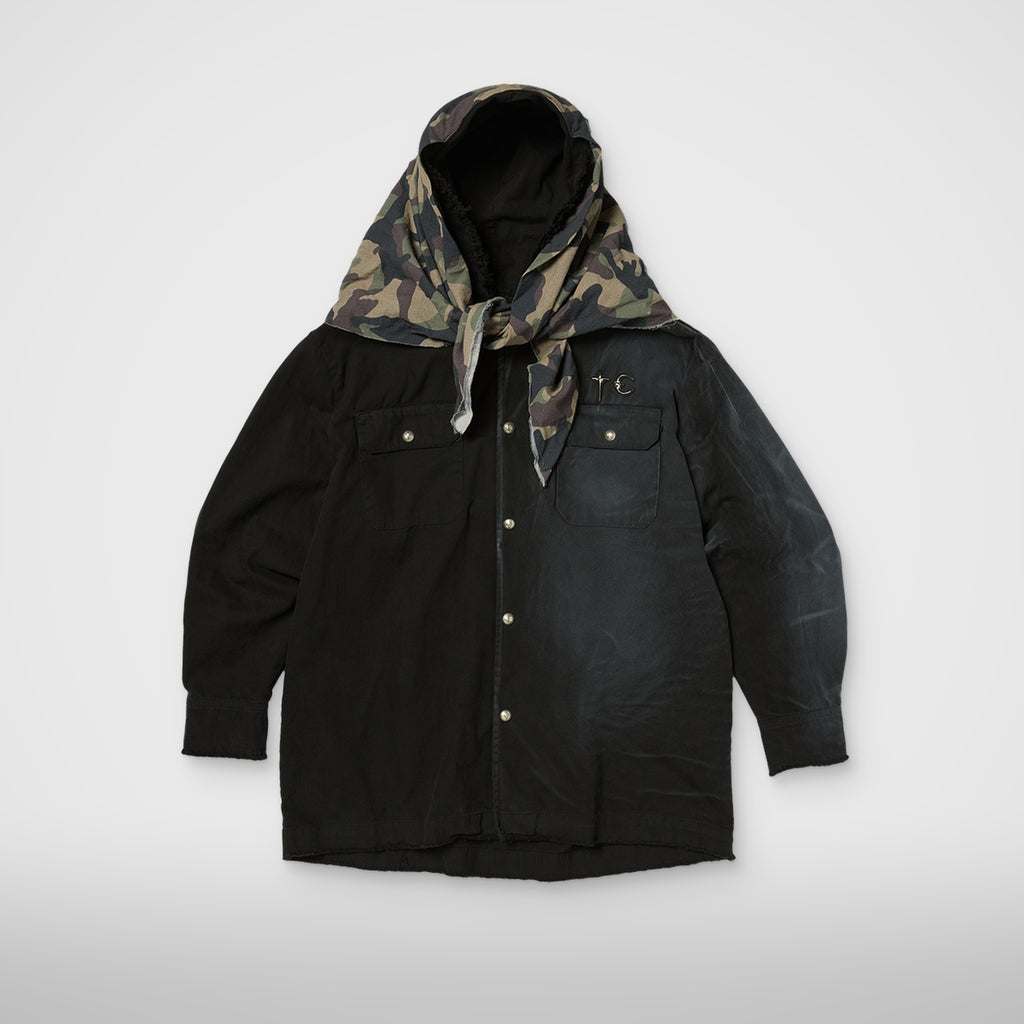Thug Club Tainted Creed Scarf Hooded Shirt in black