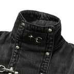 Thug Club Bio Soldier Denim Trench Coat in black, view 3 of 10
