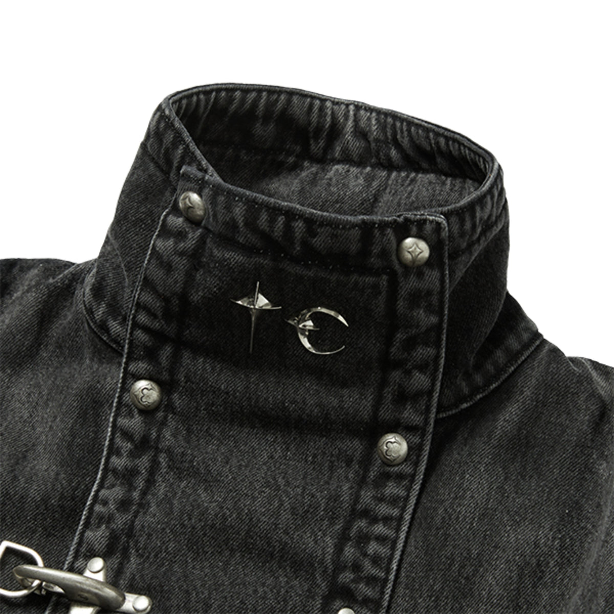 Thug Club Bio Soldier Denim Trench Coat in black, view 3 of 10