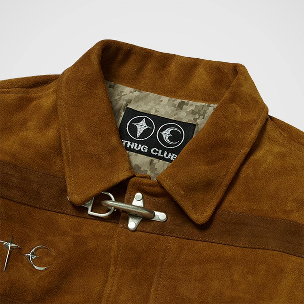Thug Club Bio Soldier Leather Jacket in camel, view 3 of 8