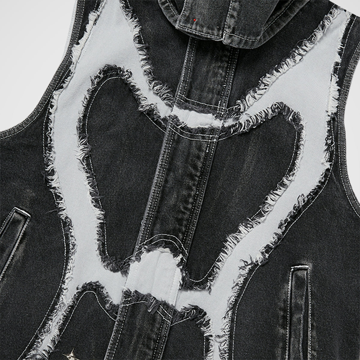 Thug Club Cave Denim Vest in blk/wht, view 3 of 10