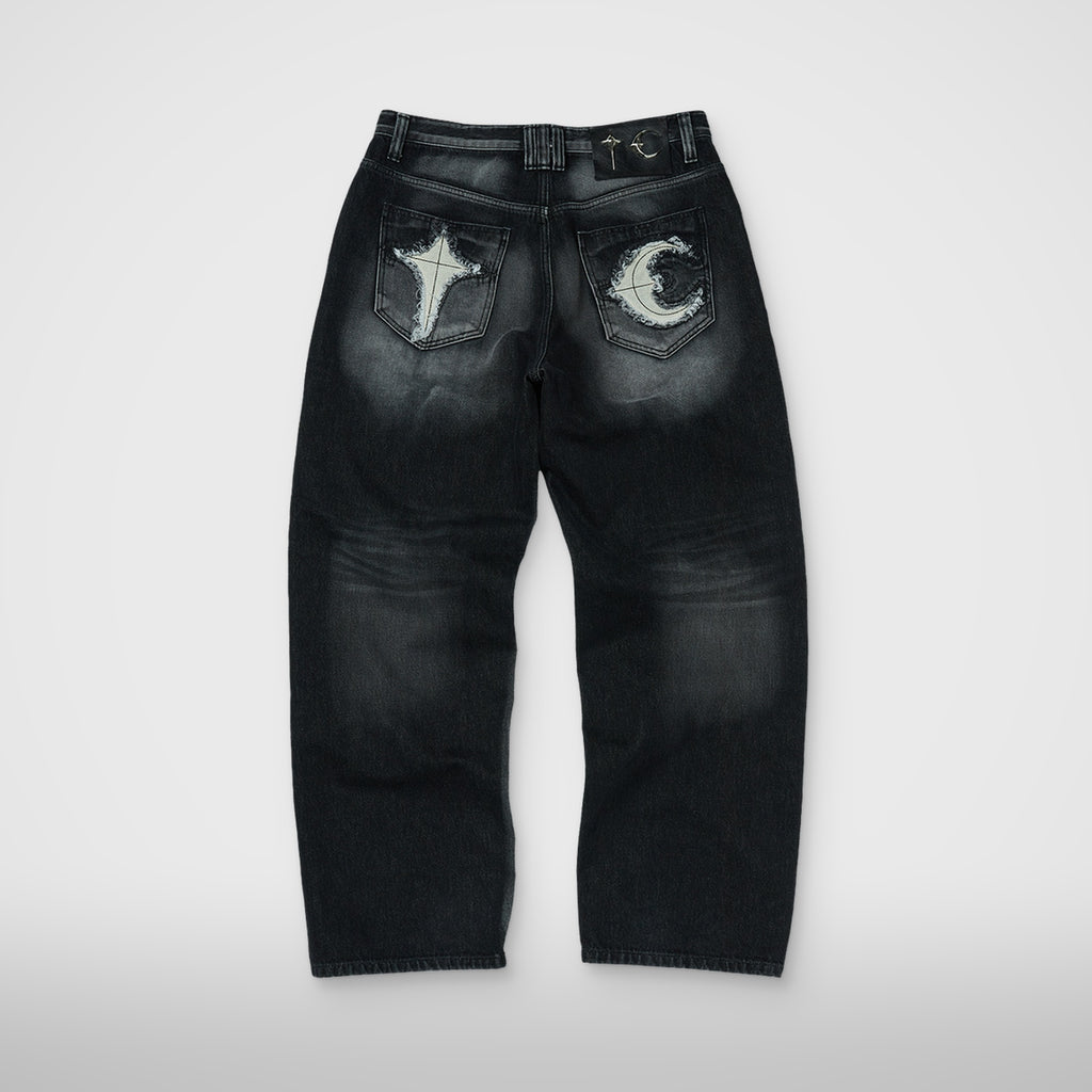 Thug Club TC Leather Back Pocket Pants in black, front view