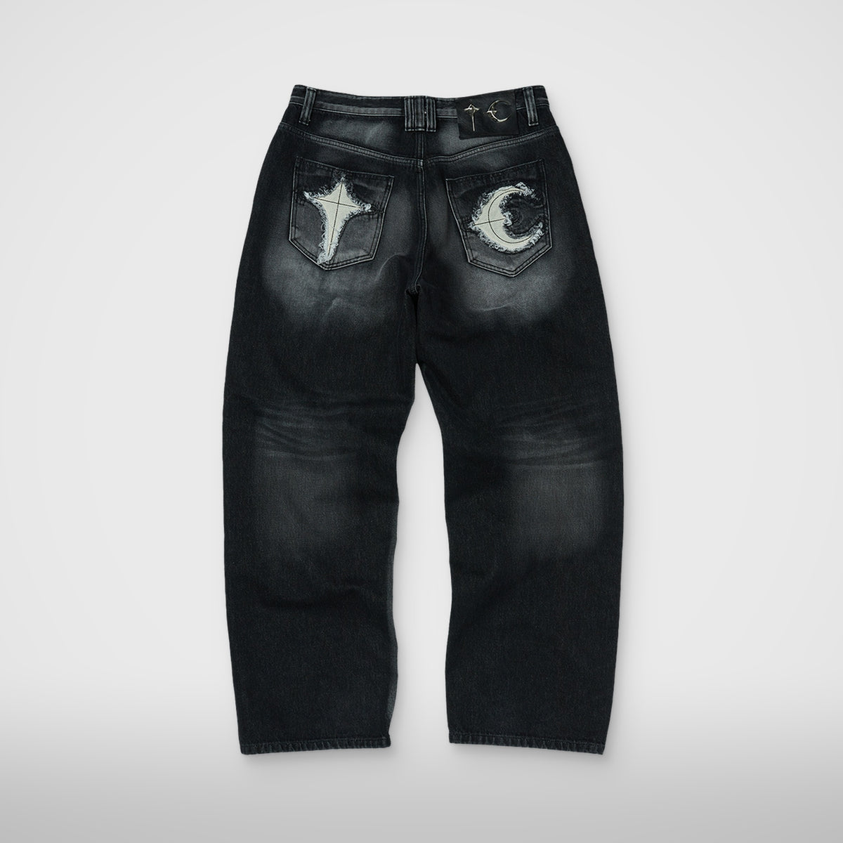 Thug Club TC Leather Back Pocket Pants in black, front view