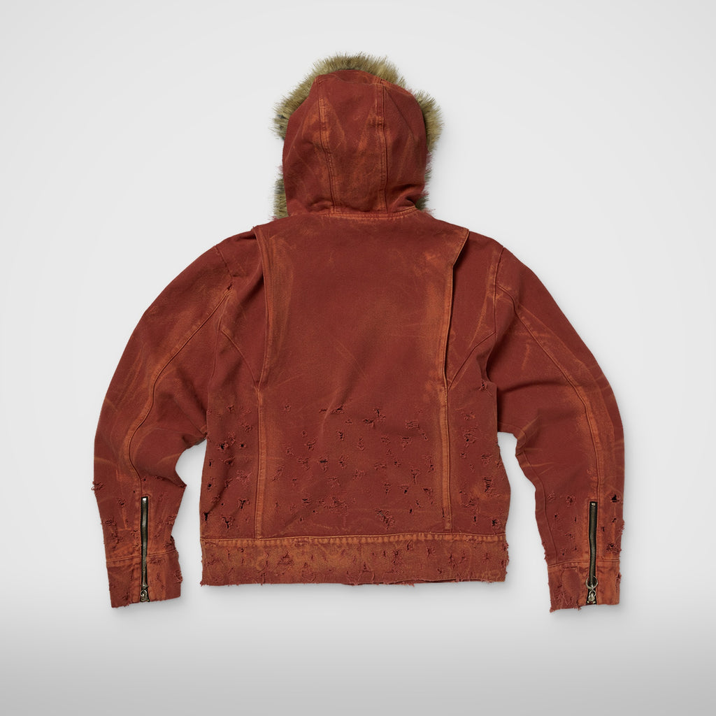 TC Two Tone Washed Fur Hooded Jacket