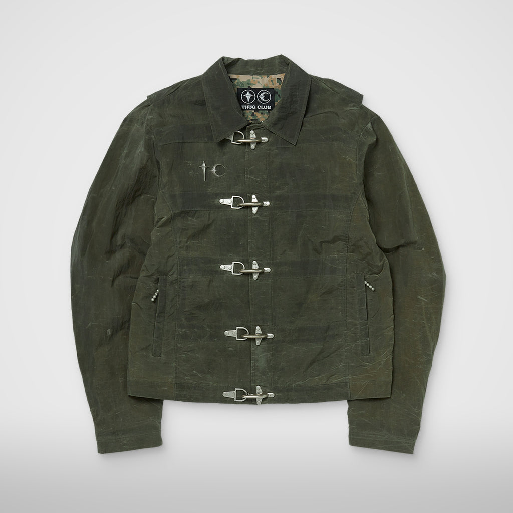 Thug Club Scarred Bio Soldier Jacket in khaki