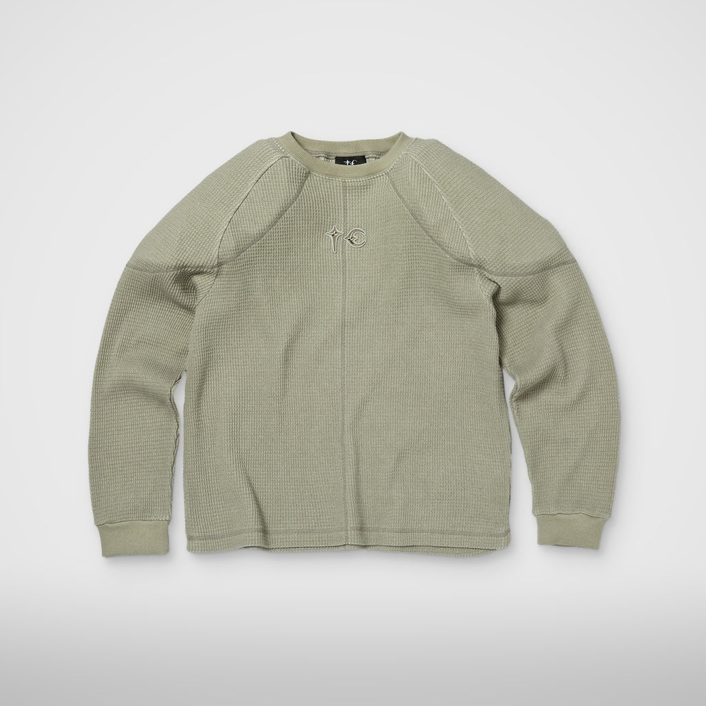Thug Club Bulk Shoulder Waffle Long Sleeve in khaki