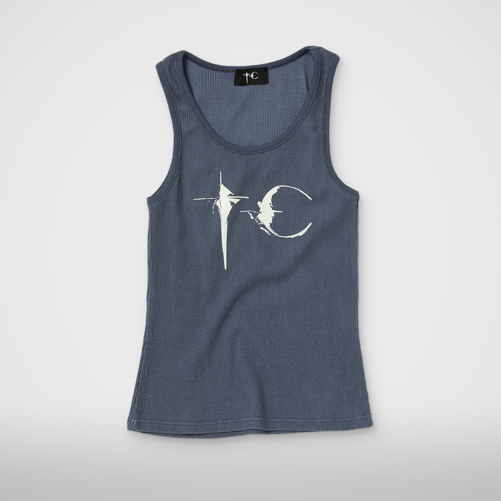 Thug Club TC Not Easy Tank Top in blue, front view