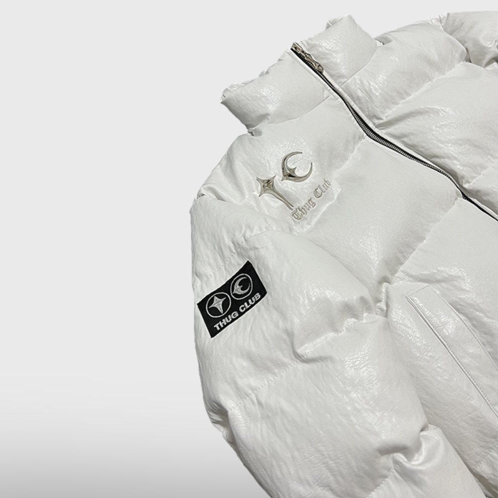 TC Leather Puffer Jacket - White