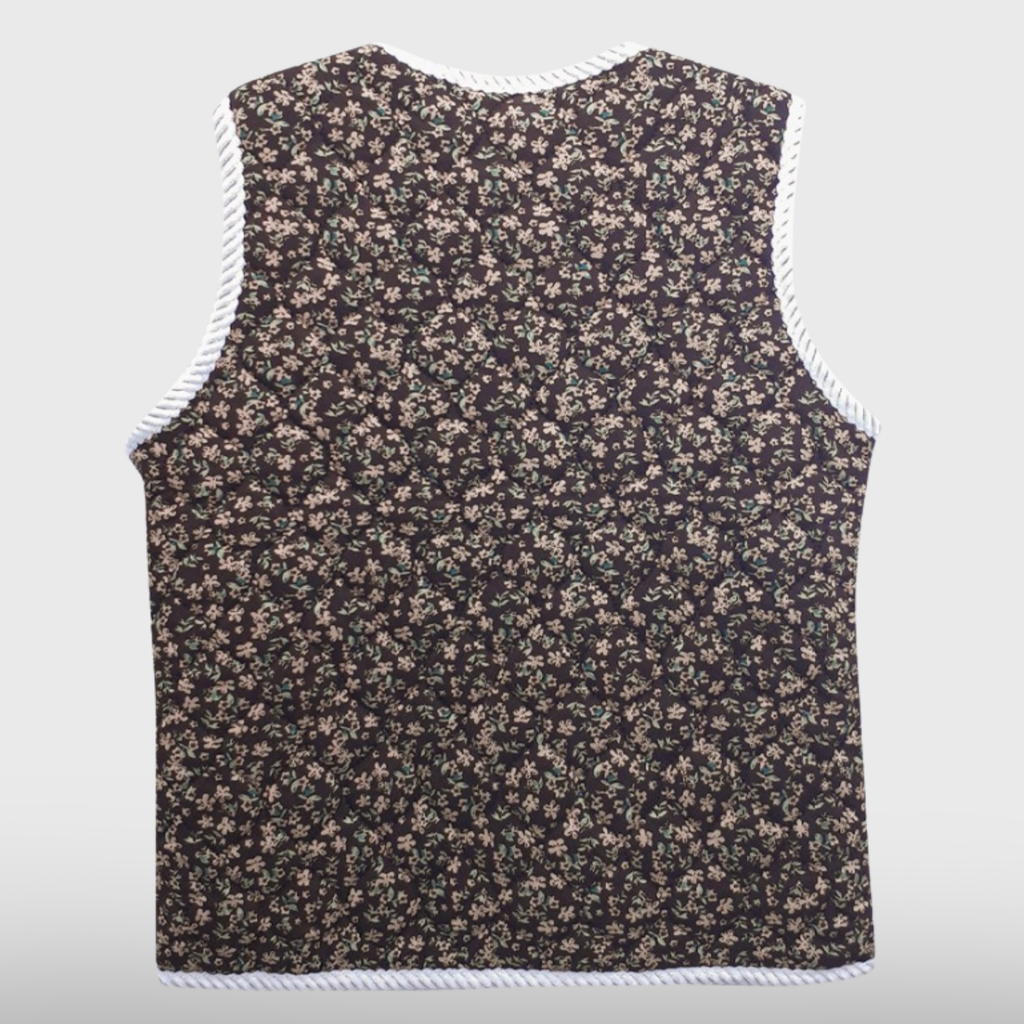 Womens Floral Pocket Kimjang Vest