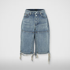 Thug Club Double Knee Denim Shorts in blue