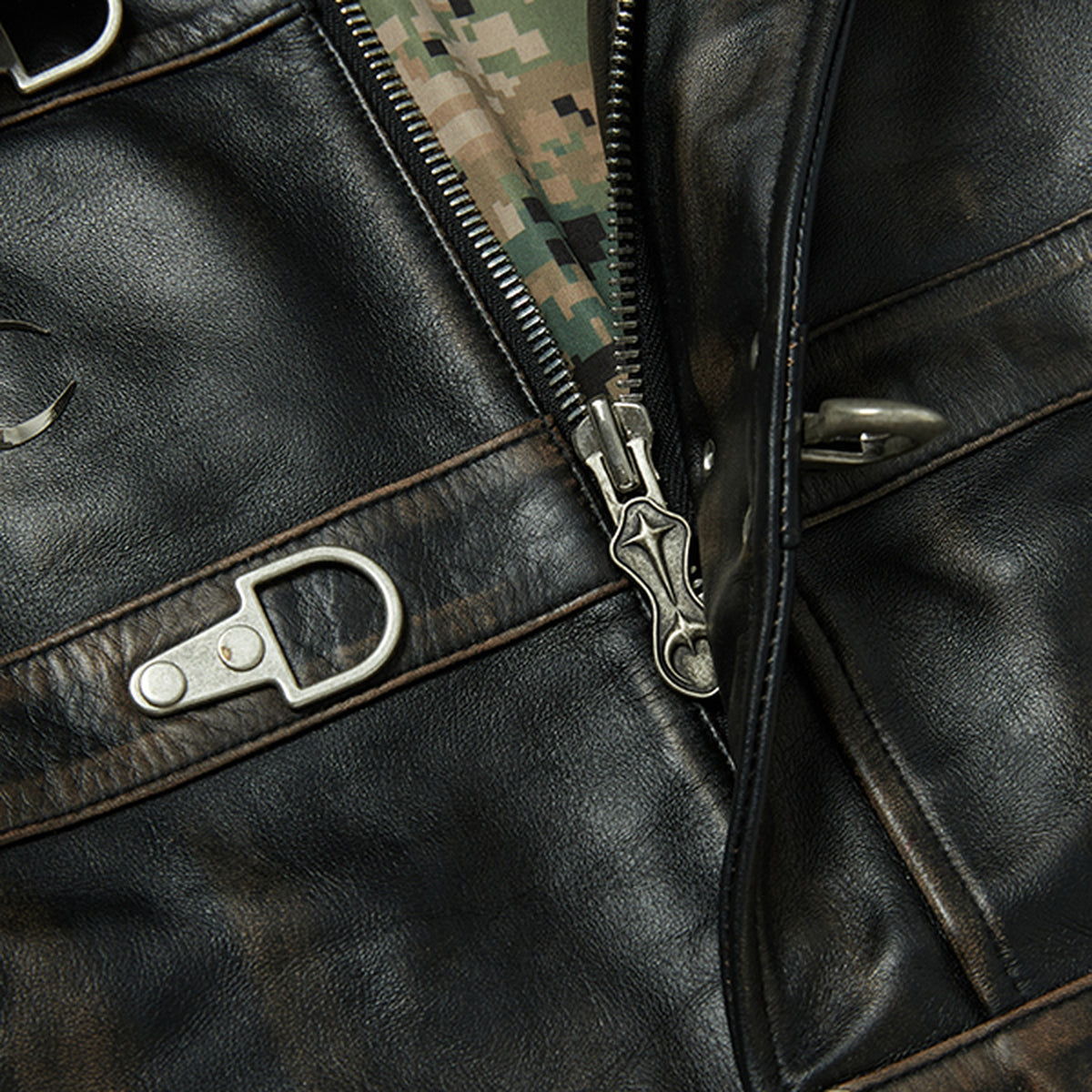 Thug Club Bio Soldier Leather Jacket in black, view 5 of 8