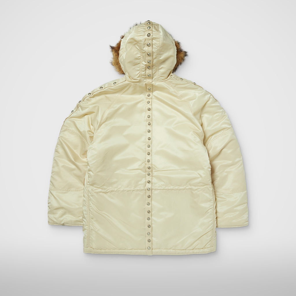 Thug Club X Alpha N-3B Parka in vintage white, back view