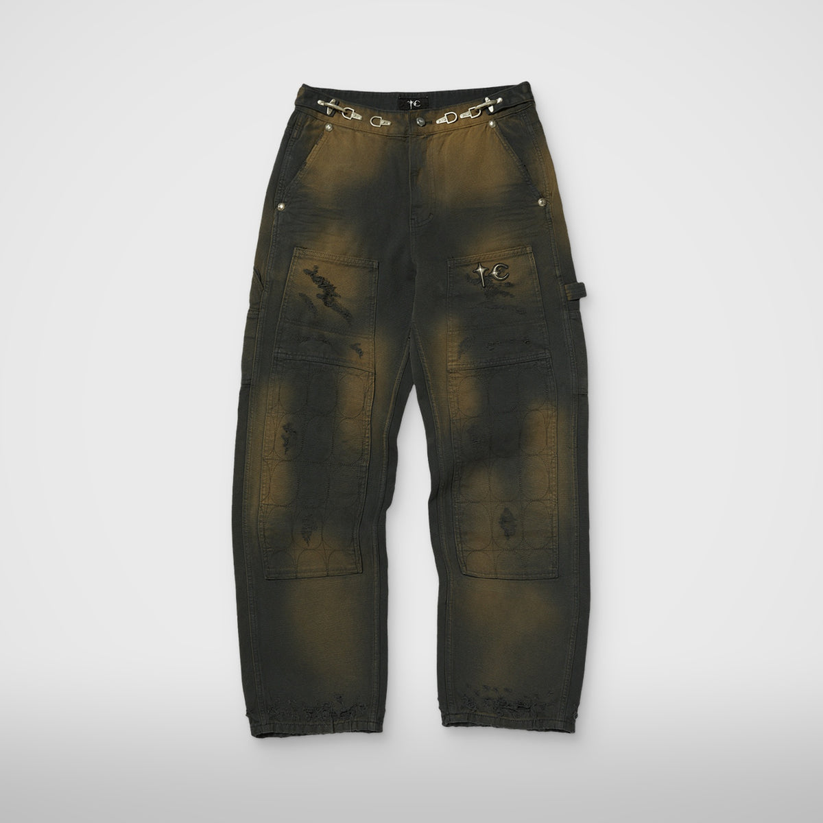 Thug Club TC Two Tone Washed Pants in rust black, front view