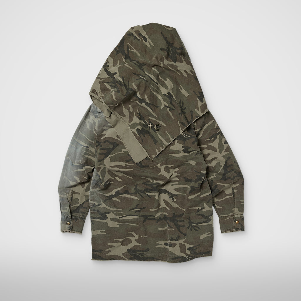 Thug Club Tainted Creed Scarf Hooded Shirt in camo, view 2 of 2
