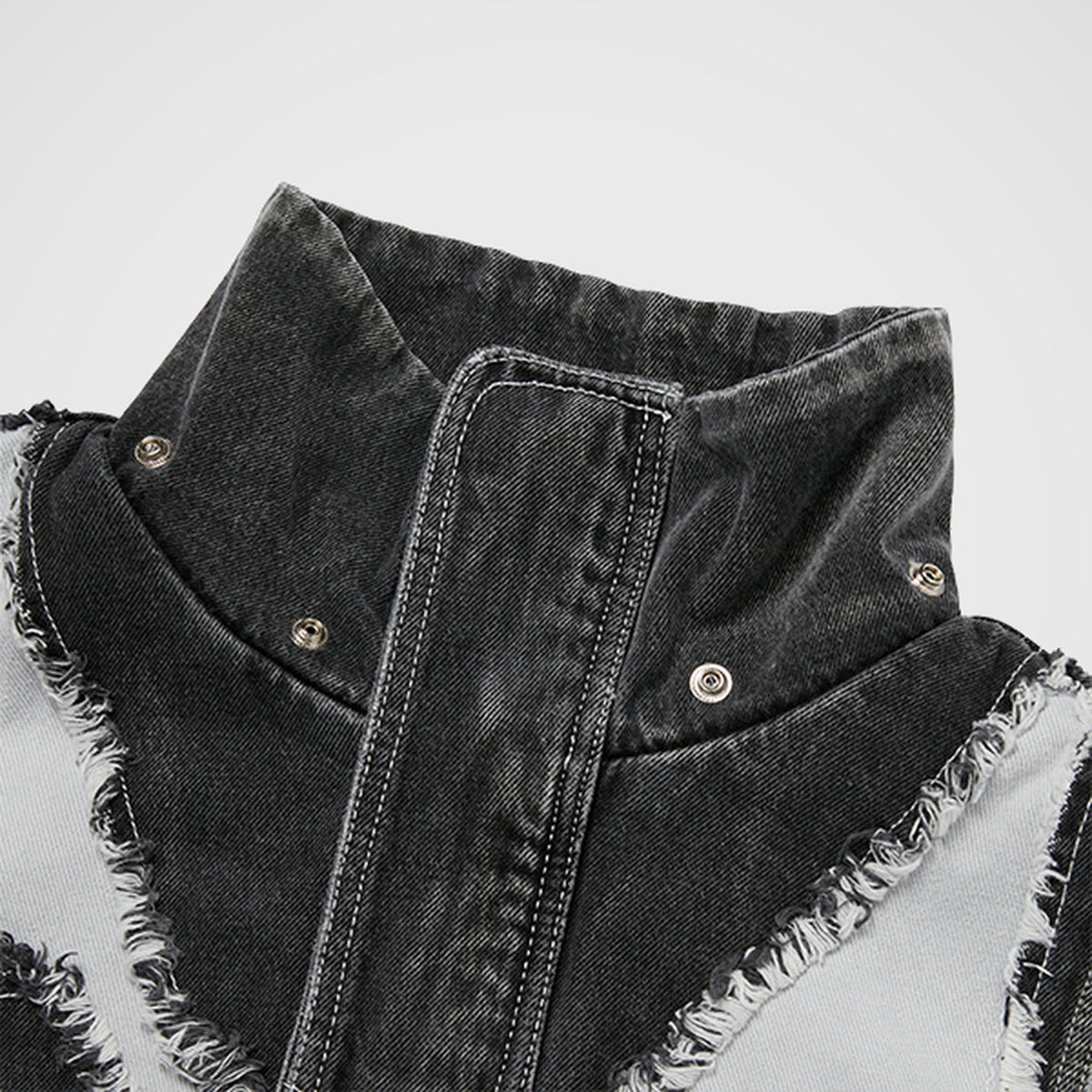 Thug Club Cave Denim Vest in blk/wht, view 8 of 10