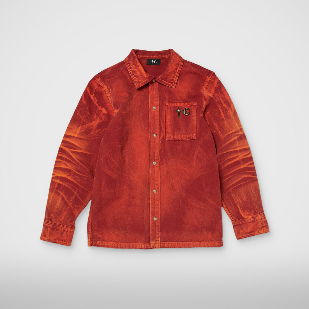 Thug Club TC Two Tone Washed Shirt in red, front view