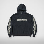 Thug Club Leather Flame Hoodie in navy