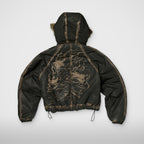 Thug Club Three Riding Skull Fur Hooded Jacket in black, view 2 of 11