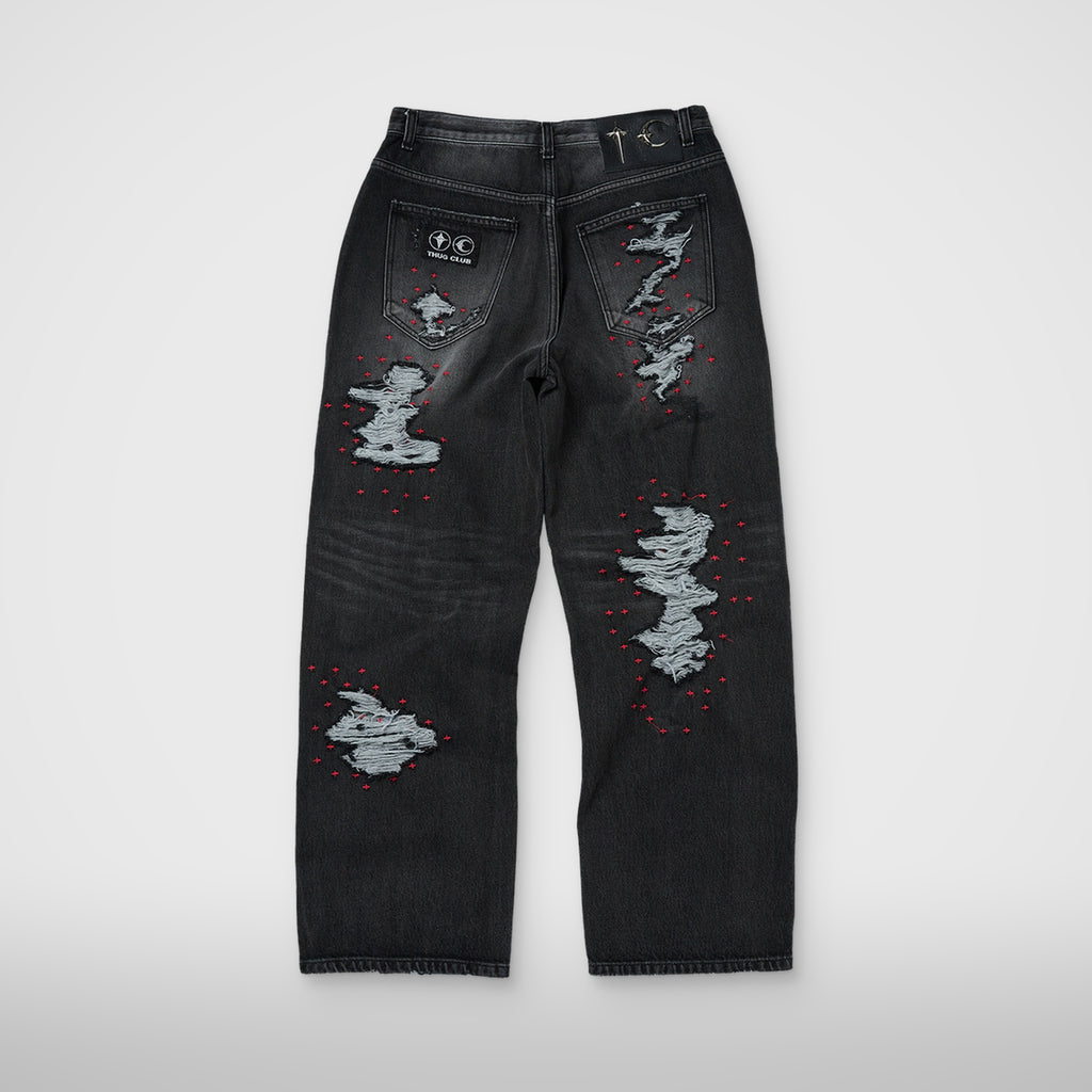 Thug Club Vintage Double Knee Pants in black, view 2 of 2