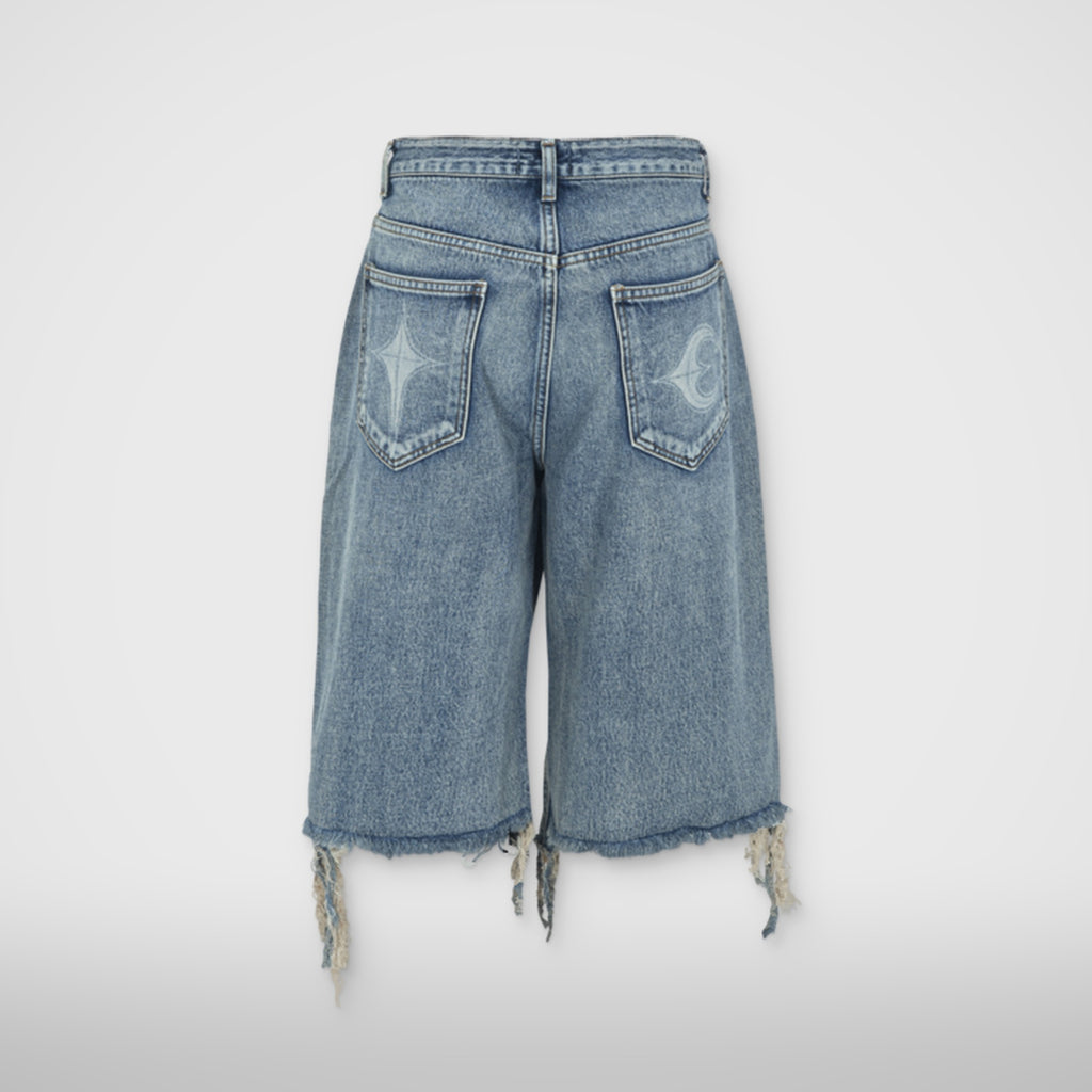 Thug Club Double Knee Denim Shorts in blue, view 2 of 5