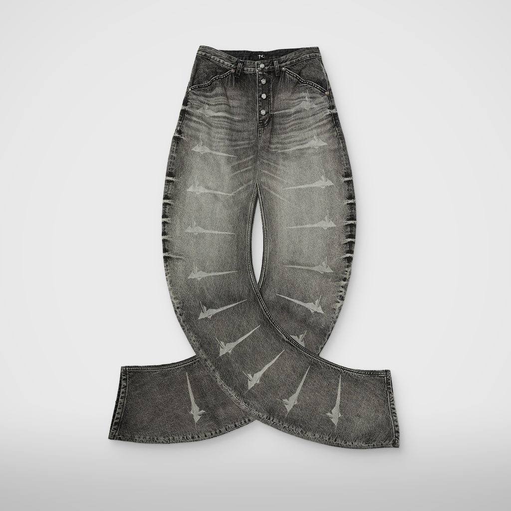 Thug Club TC Laser Washed Parkour Denim Pants in black, front view