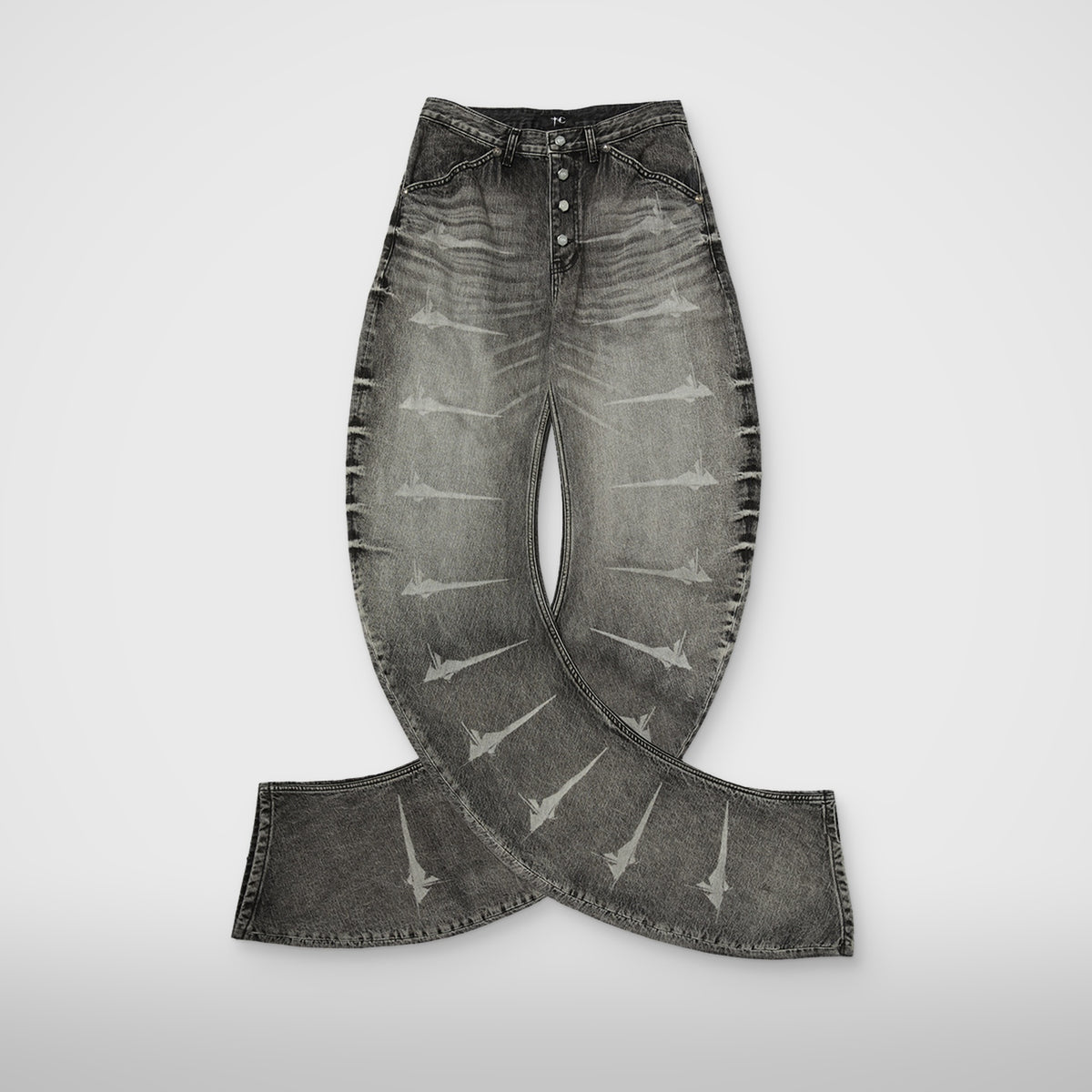 Thug Club TC Laser Washed Parkour Denim Pants in black, front view