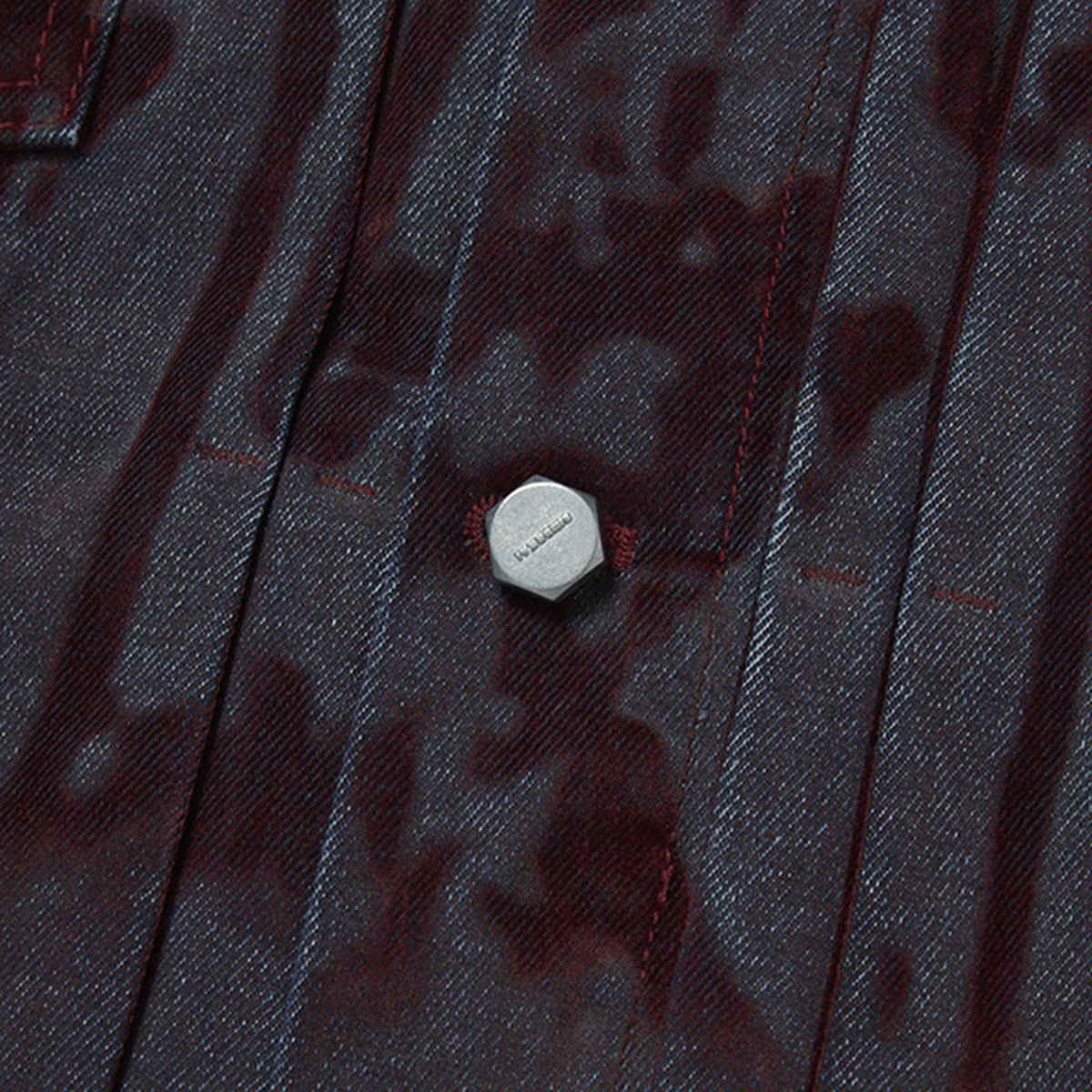 Thug Club Blood Lazered Denim Jacket in red, view 5 of 9