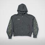 Thug Club Leather Flame Hooded Zip-Up in gray